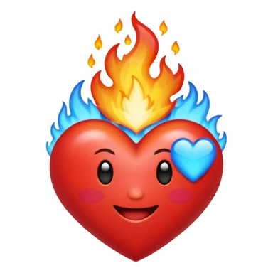 Hazme el corazón rojo con fuego azul sticker
