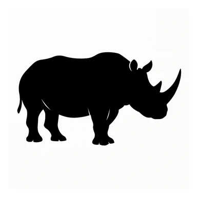 Rhinoceros black silhouette white background sticker
