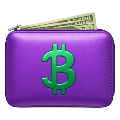 glitter purple wallet $ green symbol sticker