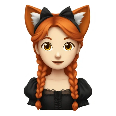 girl with fox ears, red hair and black victorian dress sticker
