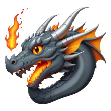 a minimalistic simple dark gray dragon with 3 heads that breathes fire sticker