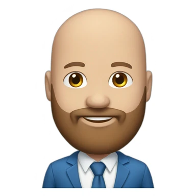 blue eyes bald fat smiling man with a long brown beard in a blue suit sticker