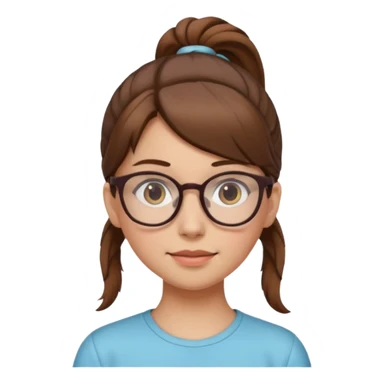 brown haired Ponytail Girl with Glasses sticker