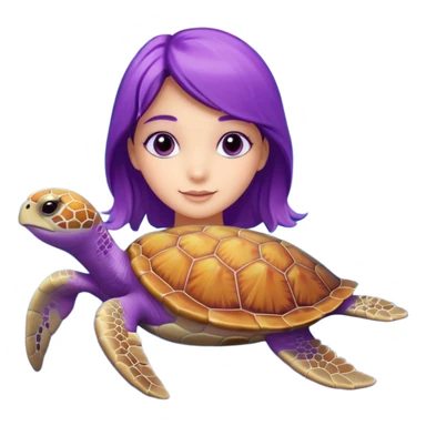Purple girl Sea turtle in the ocean sticker