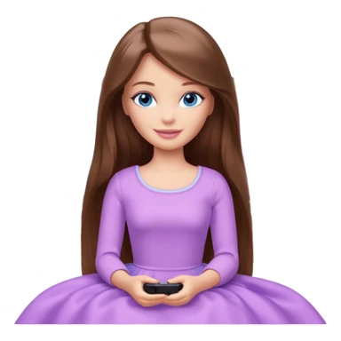 beautiful barbie girl with long brown hair, blue eyes and wearing light purple clothes watching netflix on tv sticker