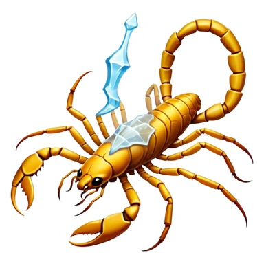 A scorpion made of clear ice with a stinger that injects freezing venom. Temperature drops dramatically in its vicinity, and it can create ice structures to trap prey. sticker