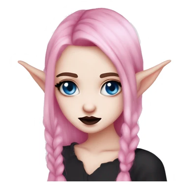 Cute spooky brown lips CUTE pink pale vampire teeth pretty pink eyebrows vampire goth princess elf ears blue eyes pink hair sticker