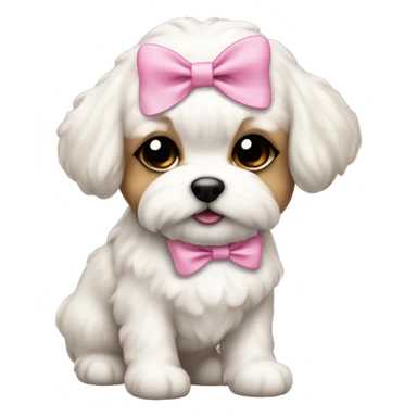 Schichon puppy pink bow sticker