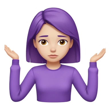 Pouty girl with squinted eyes folding arms in a purple longsleeve shirt she has fair skin sticker