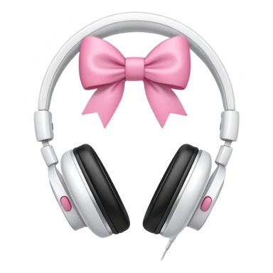 White headphones with pink bow sticker