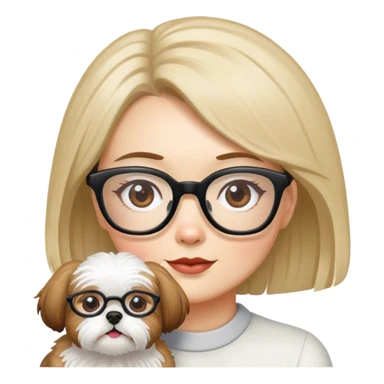 Woman with glasses and shitzu dog sticker