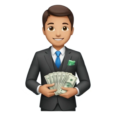 CEO with money in his hands donating to a hospital sticker