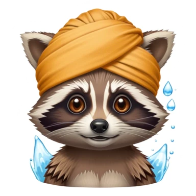 rocket racoon with a bath turban on his head sticker