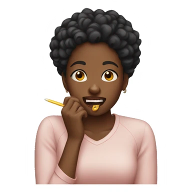 Black girl biting nails sticker