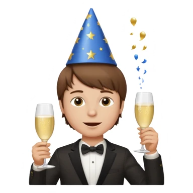 Een jongen met bruin haar french Crop die en feestje viert sticker