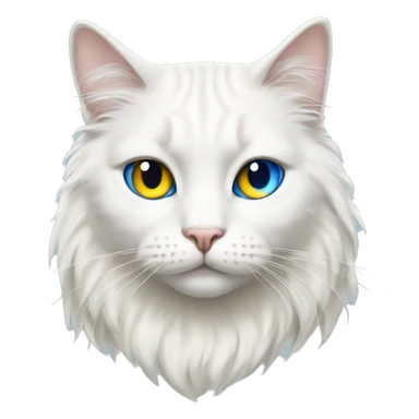 White cat with semi long hair but it has one eye yellow and one eye deep blue  sticker