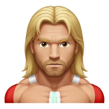 Triple H with hazel eyes, long blonde hair, shirtless sticker