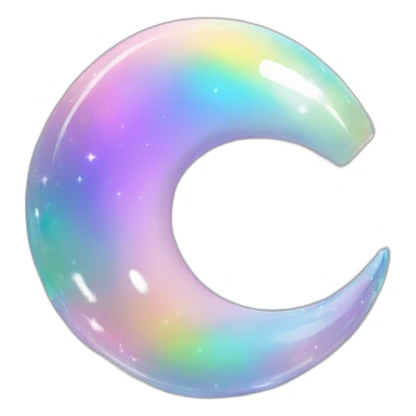 Pastel iridescent rainbow crystal crescent orb sticker
