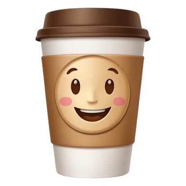 one coffe take away cup with coffee and a smiling mouth  sticker