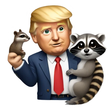 Donald trump holding a squirrel and raccoon  sticker