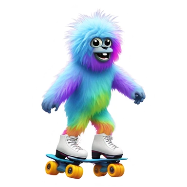 a skating rainbow yeti  sticker