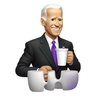 biden with purple drink in white cup sticker