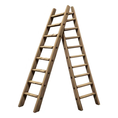 Broken ladder with tape fix sticker