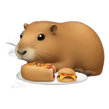 Capybara eating fast food sticker