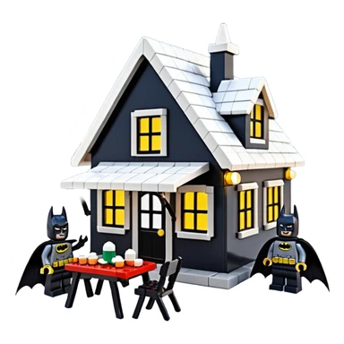  Ultra cute Lego Haunted Batman dream house Caravan with picnic table and folding chairs at Christmas  sticker