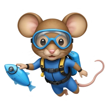 mouse wearing scuba gear dive into the sea sticker