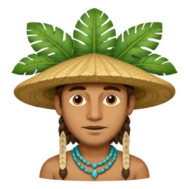 an surveyor man wearing a large leaf tribal hat sticker