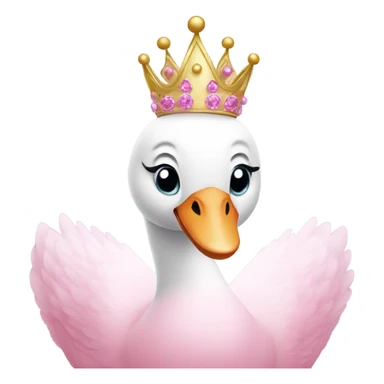 A pink swan wearing a crown and a pink tutu  sticker