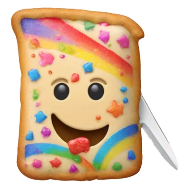 Rainbow poptart with a knife sticker