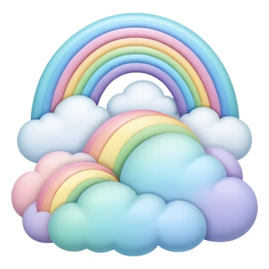  pastel rainbow puffy landscape  sticker