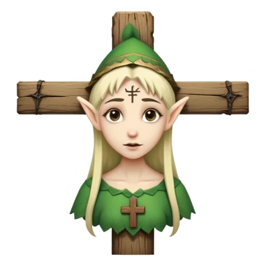 Elf getting crucified on cross sticker