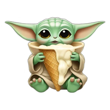 Baby yoda eating ice cream sticker