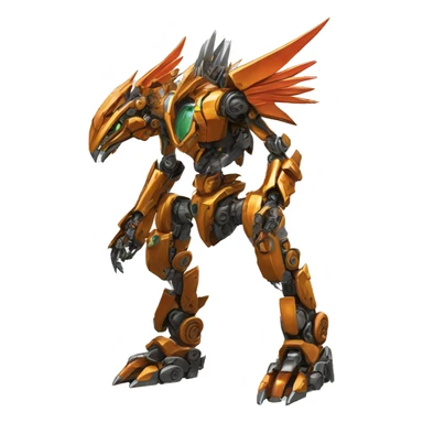futuristic mechanical spiky Medabot-raptor-dragon-Bionicle-mecha full body sticker
