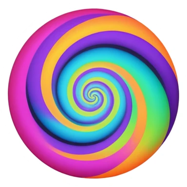 create  a Circular emoji, thin black outline, neon energy tornado vortex, clockwise glowing spiral, blue and green outer swirls, magenta and purple core, red inner arc, yellow-orange base glow, smooth gradients, psychedelic futuristic style, high saturation, intense glow, centered sticker