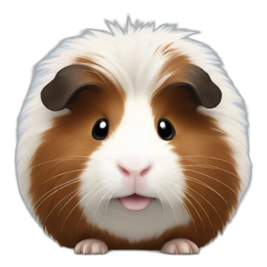 Fuzzy guinea pig, white and dark brown sticker