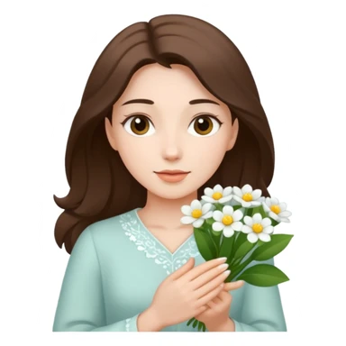 woman holding white flowers in their hands sticker
