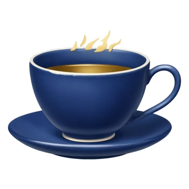 broken navy blue tiny tea cup sticker