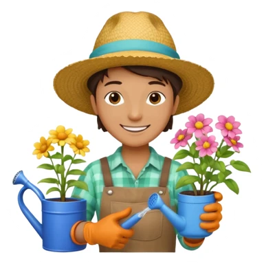 gardener holding watering pot sticker
