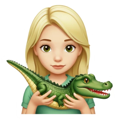 Teen blonde girl with an alligator sticker