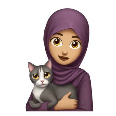 Hijab girl with cat sticker