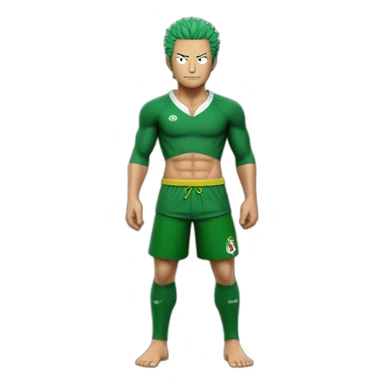 rononoa zoro de one piece qui porte le maillot de foot avec le logo l'Algérie sticker