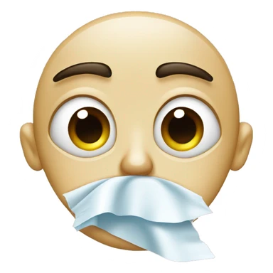 Crying eye emoji with facial tissue wiping tear sticker