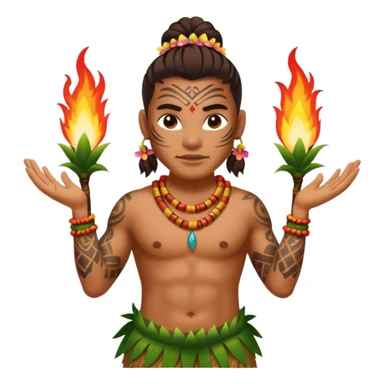 hawaiian fire dancer with tattoos sticker