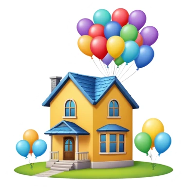 house with balloons on top sticker