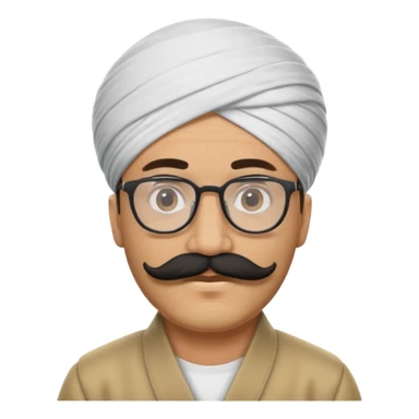 A man with a punjabi turban and having a big mustache face should be hidden he should also have glasses  sticker