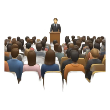 public speaker with audience sticker